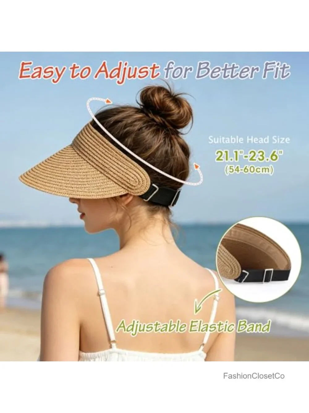 3 Pack Paper Straw Sun Visor Hats Wide Brim UPF 50+ Adjustable Packable Beach